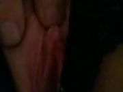 Clean shaven pussy fingering close up
